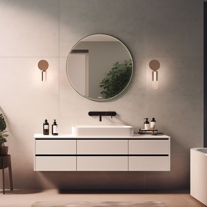 NIMCO ZPC 31001RVX-90 - Espelho de casa de banho LED retroiluminado regulável, 22W/230V, 3000–6500K, Ø 70 cm, preto mate, IP44