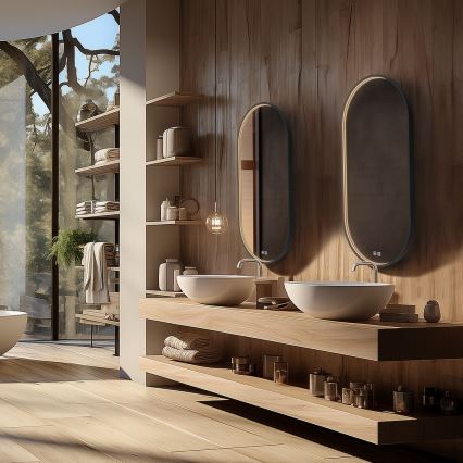 NIMCO ZPC 32002LVX-90 - Espelho com retroiluminação LED para casa de banho com regulação LED/25W/230V 3000-6500K 80x40 cm mate preto  IP44