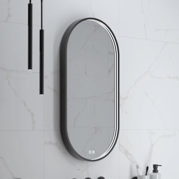 NIMCO ZPC 32002LVX-90 - Espelho com retroiluminação LED para casa de banho com regulação LED/25W/230V 3000-6500K 80x40 cm mate preto  IP44