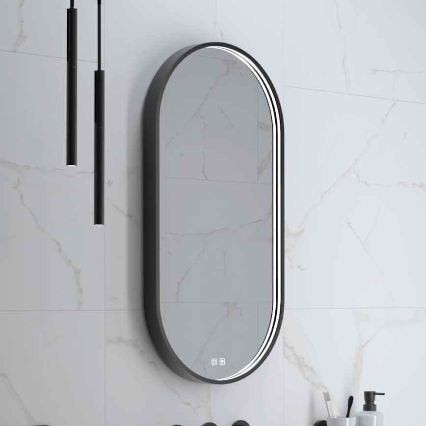 NIMCO ZPC 32002LVX-90 - Espelho com retroiluminação LED para casa de banho com regulação LED/25W/230V 3000-6500K 80x40 cm mate preto  IP44