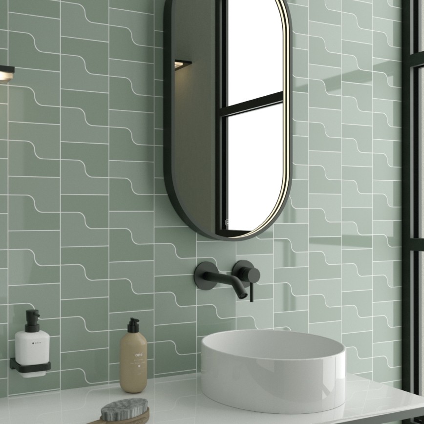 NIMCO ZPC 32002LVX-90 - Espelho de casa de banho LED retroiluminado dimerizável, LED/25W/230V, 3000-6500K, 80x40 cm, preto mate, IP44