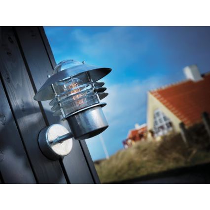Nordlux - Aplique de parede exterior VEJERS 1xE27/60W/230V IP54 prateado