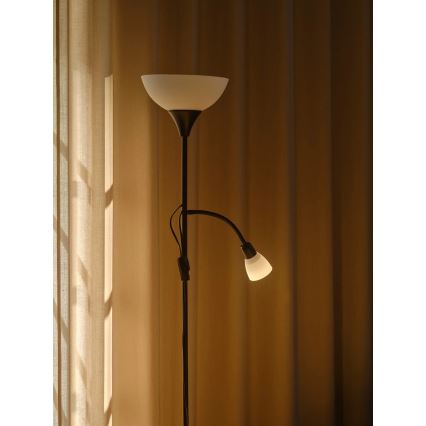 Nordlux - Candeeiro de chão LAURIA 1xE27/40W/230V + 1xE14/15W preto