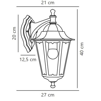 Nordlux - Candeeiro de parede exterior CARDIFF 1xE27/60W/230V IP44