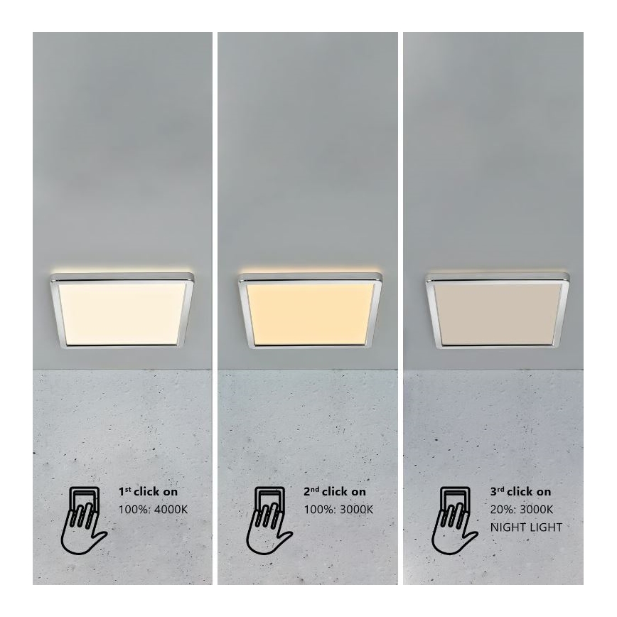 Nordlux - Candeeiro de teto LED dimerizável para casa de banho OJA LED/14,5W/230V 3000/4000K IP54 30x30 cm