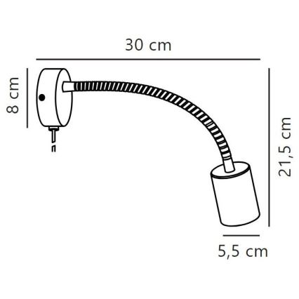 Nordlux - PArede flexible foco EXPLORE 1xGU10/7W/230V preto