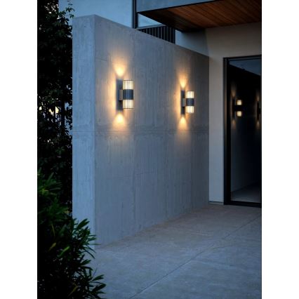 Nordlux - Iluminação de parede exterior ALUDRA 2xE27/15W/230V IP54 antracite