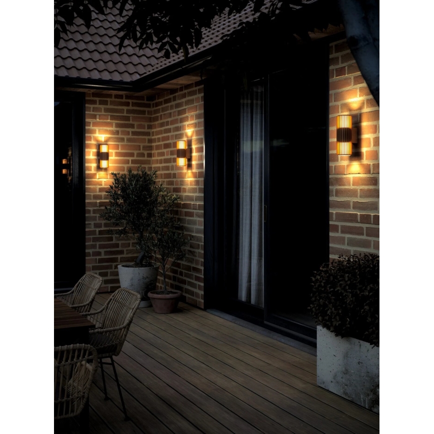 Nordlux - Iluminação de parede exterior ALUDRA 2xE27/15W/230V IP54 castanho