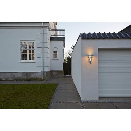 Nordlux - Iluminação de parede exterior LONSTRUP 1xE27/60W/230V IP44 prateado