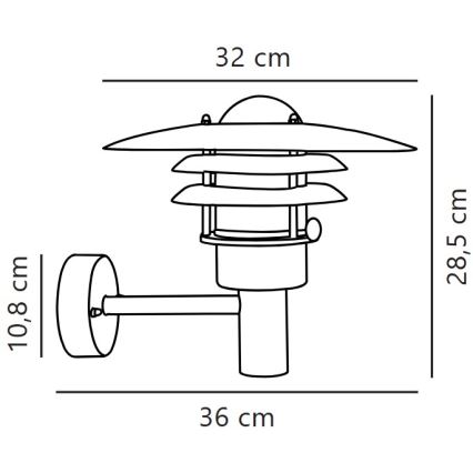 Nordlux - Iluminação de parede exterior LONSTRUP 1xE27/60W/230V IP44 prateado