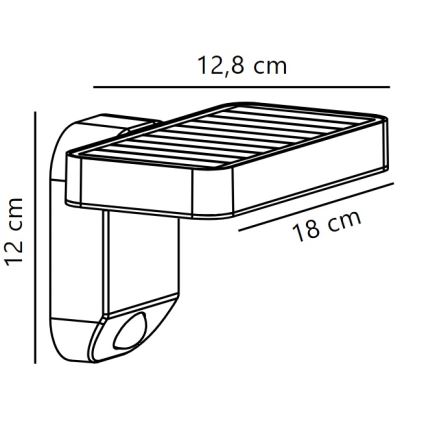 Nordlux - Luminária de parede solar LED com sensor RICA LED/5W/3,7V IP44 2200 mAh quadrada