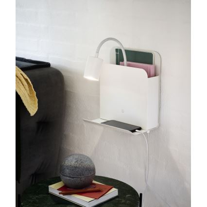 Nordlux - Aplique de parede com prateleira e USB ROOMI 1xGU10/8W/230V branco