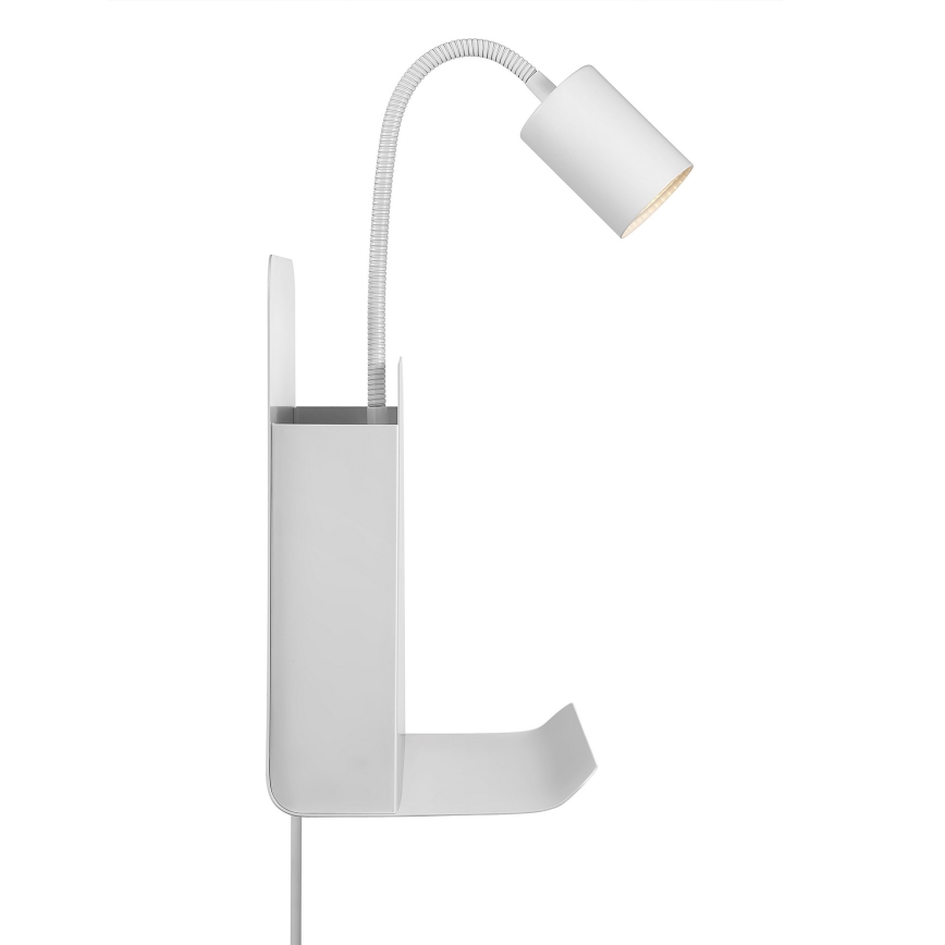 Nordlux - Aplique de parede com prateleira e USB ROOMI 1xGU10/8W/230V branco