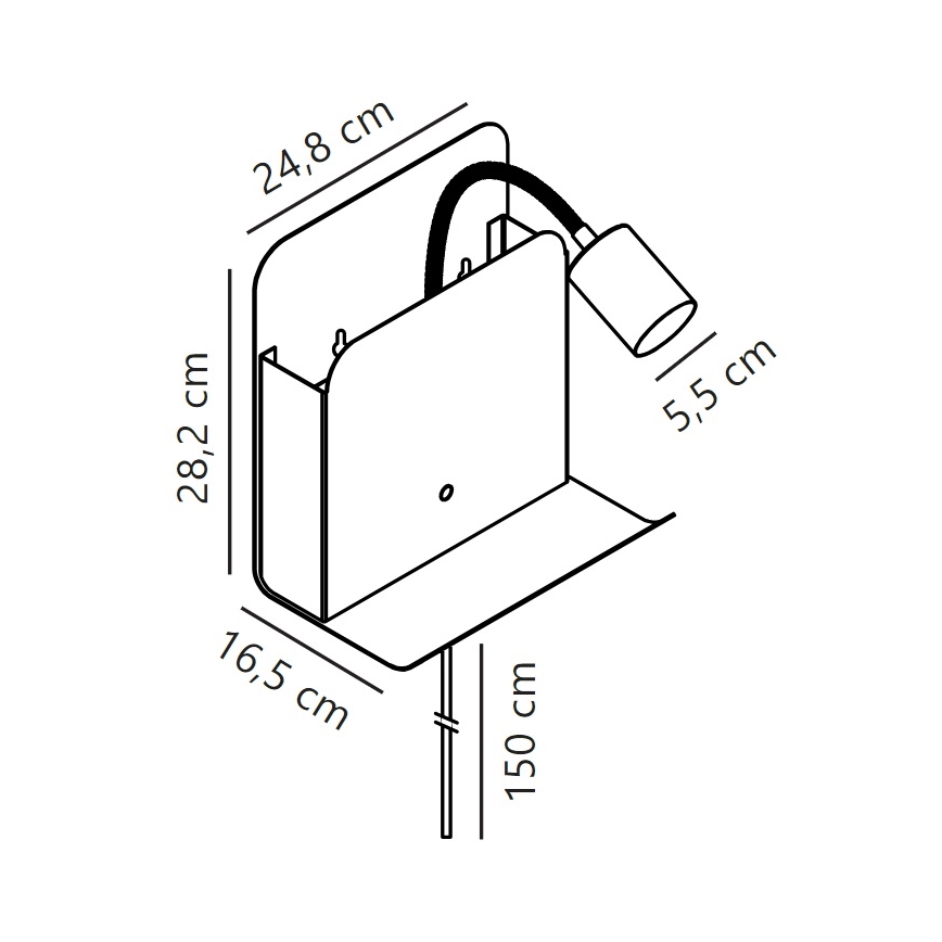 Nordlux - Aplique de parede com prateleira e USB ROOMI 1xGU10/8W/230V branco