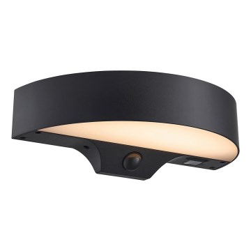 Nordlux - Luminária de parede solar LED com sensor MONAY LED/5W/5V 3000K IP44 2000 mAh preta