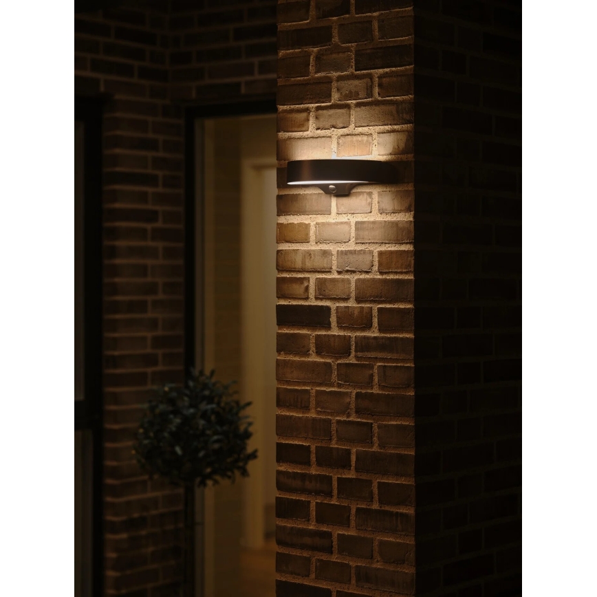 Nordlux - Luminária de parede solar LED com sensor MONAY LED/5W/5V 3000K IP44 2000 mAh preta