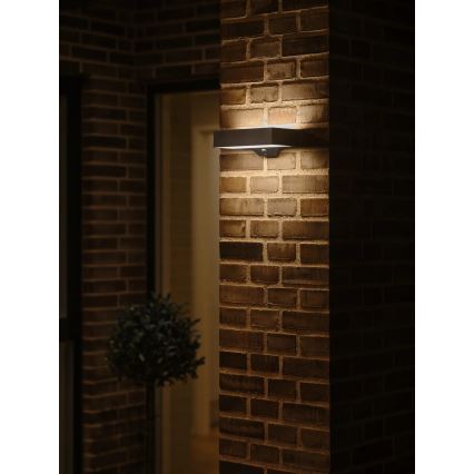 Nordlux - Luminária de parede solar LED com sensor MONAY LED/5W/5V 3000K IP44 2000 mAh preta