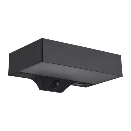 Nordlux - Luminária de parede solar LED com sensor MONAY LED/5W/5V 3000K IP44 2000 mAh preta