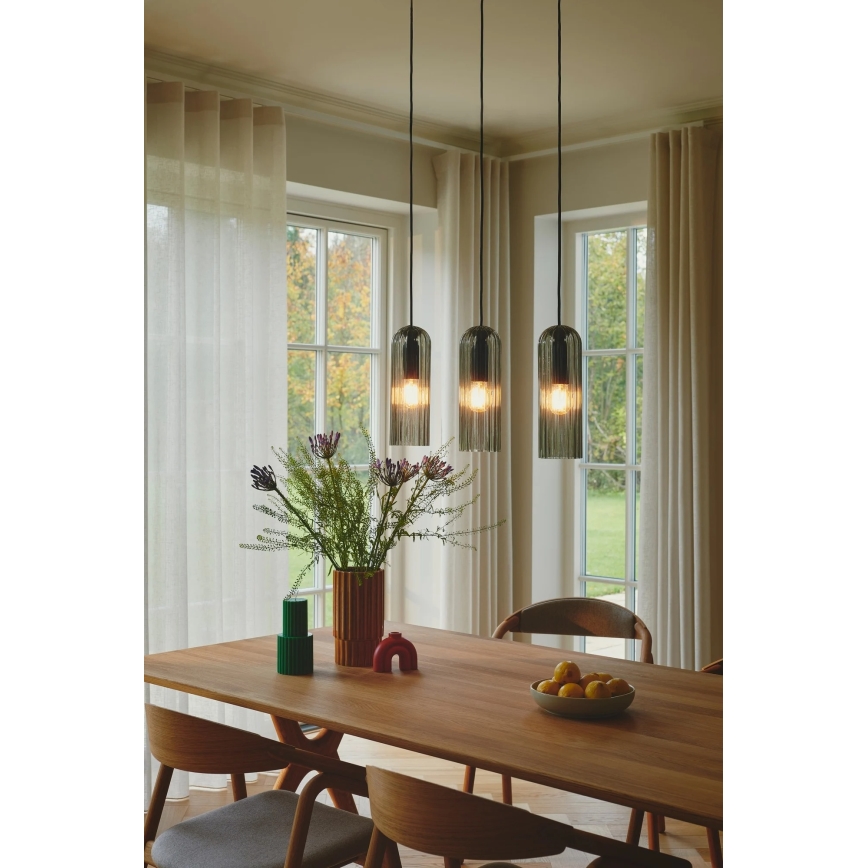 Nordlux - Lustre suspenso com cabo MIELLA 3xE27/25W/230V preto/fumado
