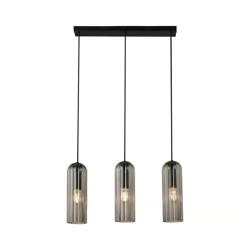 Nordlux - Lustre suspenso com cabo MIELLA 3xE27/25W/230V preto/fumado