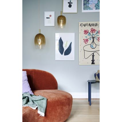 Nordlux - Lustre suspenso com cabo UMA 1xE27/40W/230V Ø 18 cm castanho/fumado