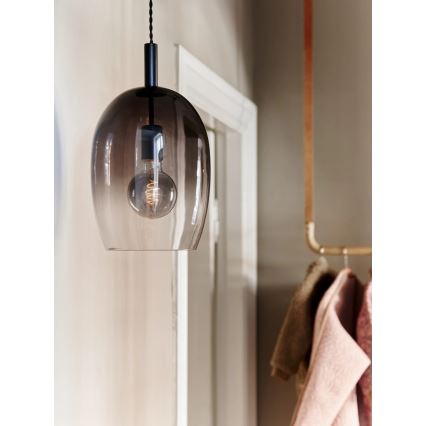 Nordlux - Lustre suspenso com cabo UMA 1xE27/40W/230V Ø 23 cm preto/fumado