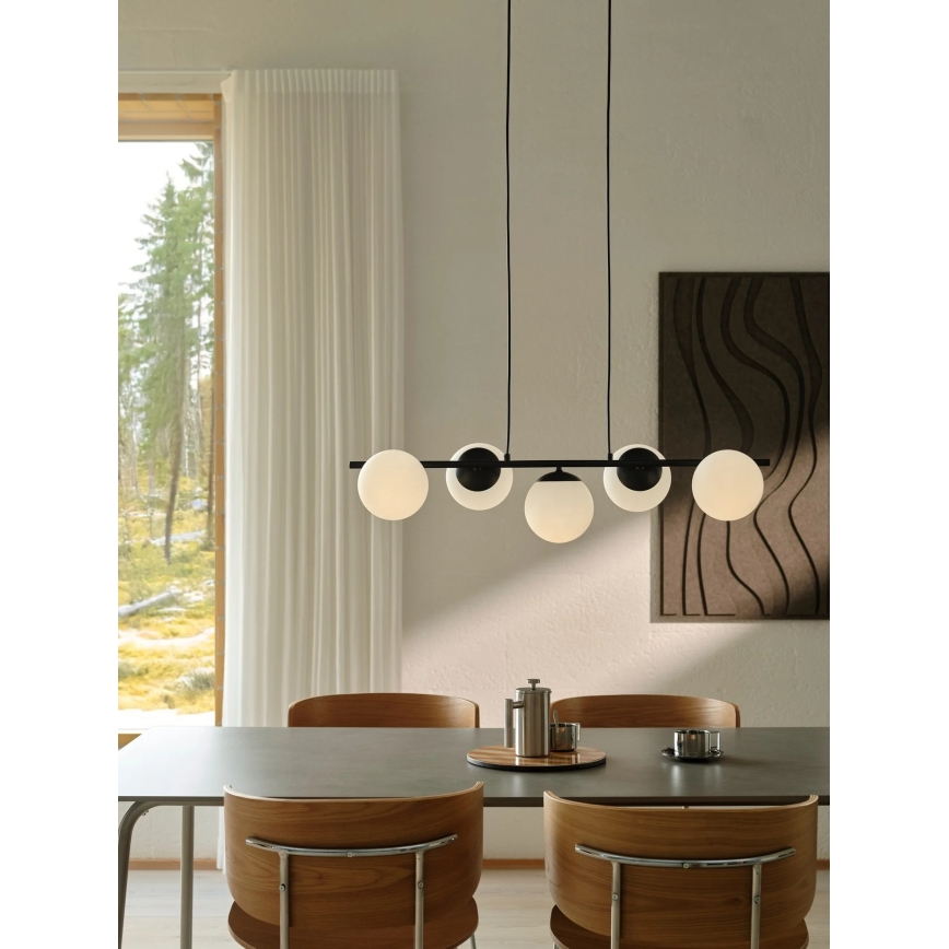Nordlux - Lustre suspenso por cabo LILLY 5xE14/10W/230V preto