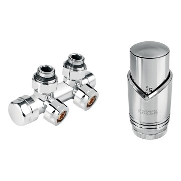 Novaservis - Conjunto angular para radiadores com ligação central, cromado brilhante