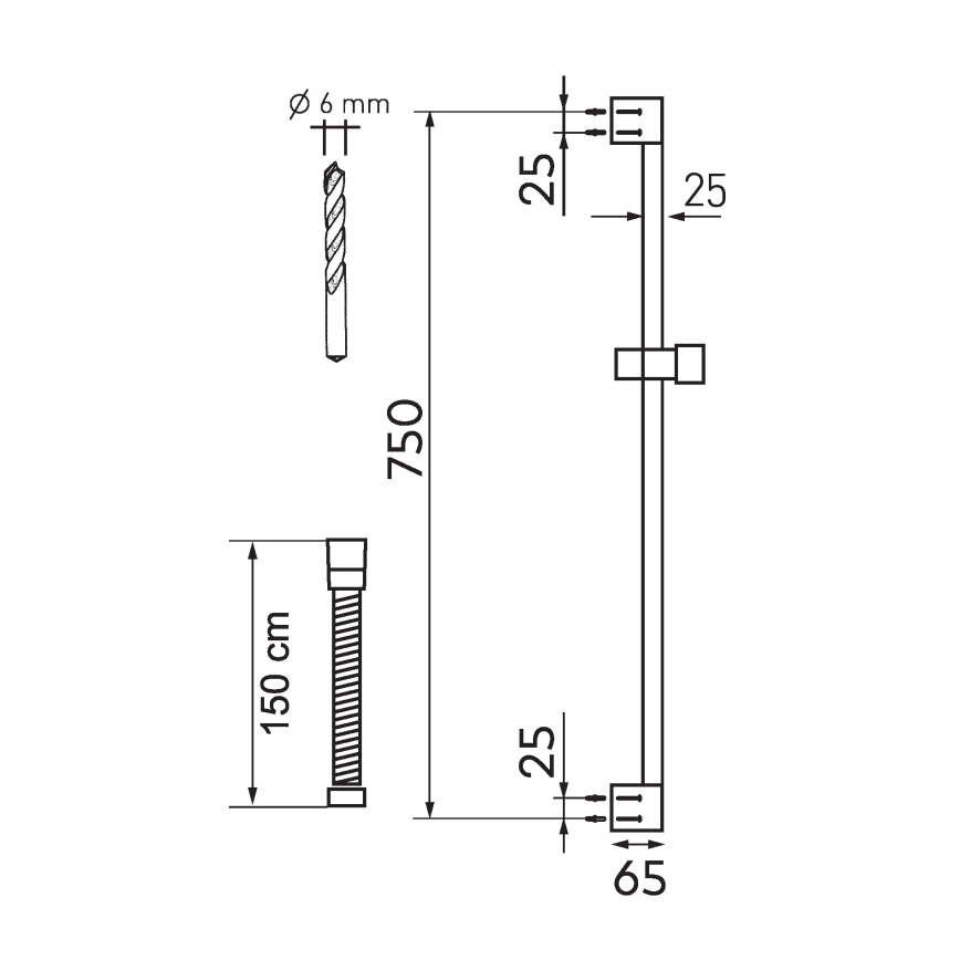 Novaservis - Conjunto de chuveiro ECO cromado brilhante