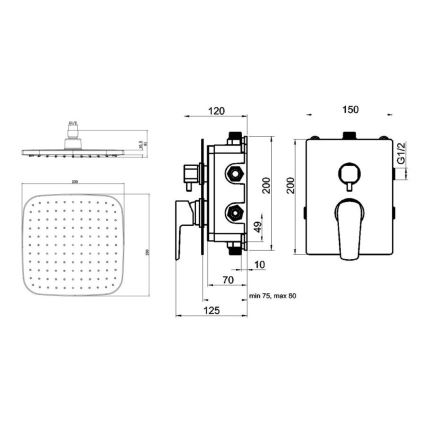 Novaservis - Conjunto de duche com torneira embutida METALIA ECO cromado brilhante
