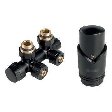 Novaservis - Kit para radiadores com ligação central, angular, preto