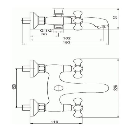 Novaservis - Misturador de banheira TITANIA RETRO cromado brilhante
