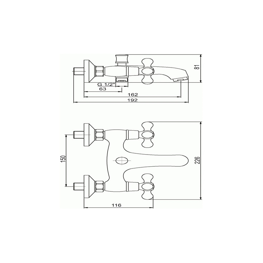Novaservis - Misturador de banheira TITANIA RETRO cromado brilhante
