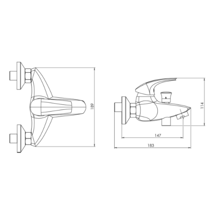 Novaservis - Misturadora de banheira METALIA, acabamento cromado brilhante