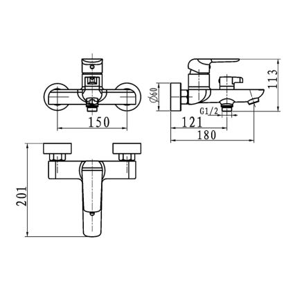 Novaservis - Misturadora de banheira NOBLESS TINA preta