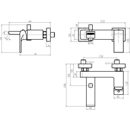 Novaservis - Misturadora para banheira NOBLESS SHARP, acabamento cromo brilhante