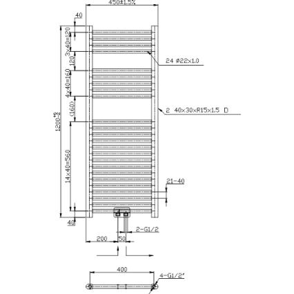 Novaservis - Radiador-toalheiro para casa de banho 318W/230V 120x45 cm cromado brilhante, reto