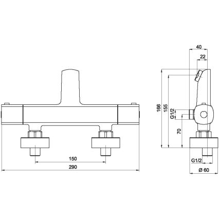 Novaservis - Termostático torneira de banheira METALIA cromado brilhante