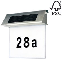 Número de casa solar LED LED/2x0,07W/2,4V IP44 - certificado por FSC