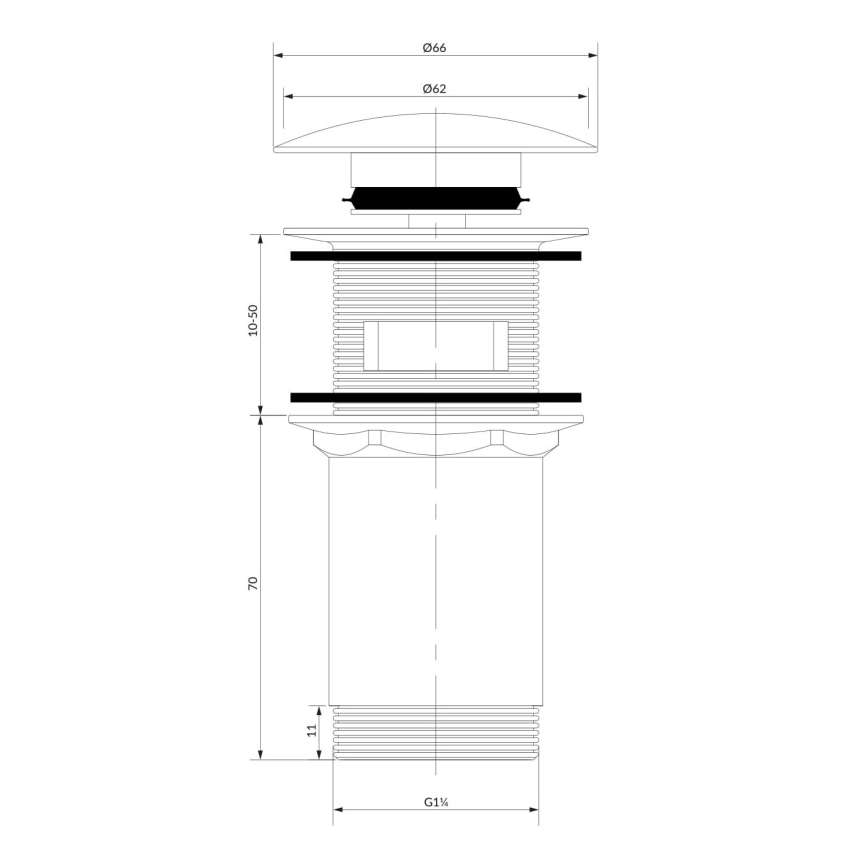 OMNIRES A706CPB - Válvula de lavatório CLICK-CLACK diâmetro 6,6 cm cobre escovado