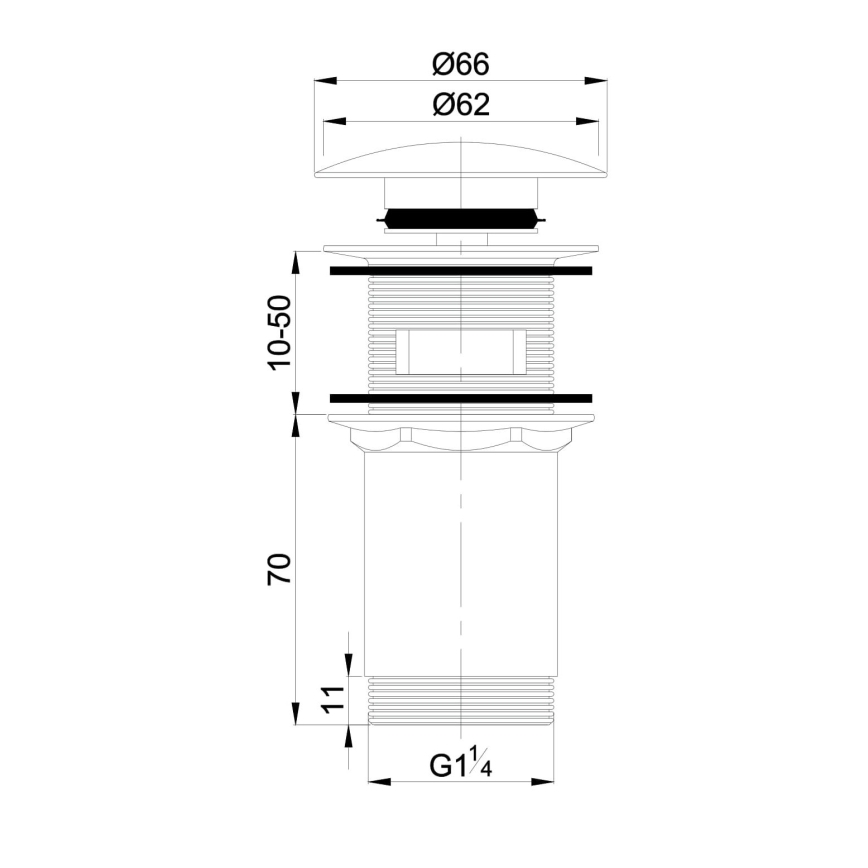 OMNIRES A706CR - Válvula de lavatório CLICK-CLACK diâmetro 6,6 cm cromo brilhante