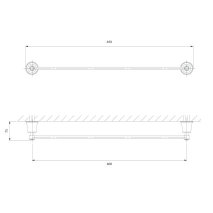 OMNIRES AL53216CR - Suporte de parede para toalha ART LINE 65 cm cromado brilhante