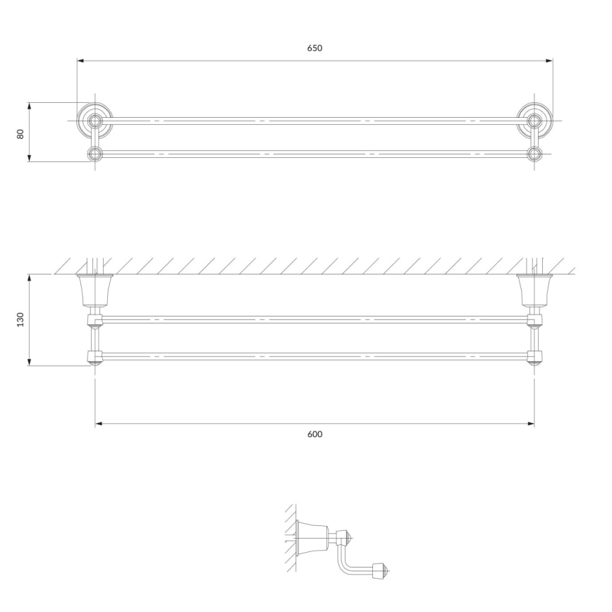 OMNIRES AL53226CR - Suporte de parede para toalha ART LINE 65 cm cromado brilhante