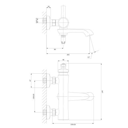 OMNIRES AM5230CR - Torneira de banheira ARMANCE cromado brilhante
