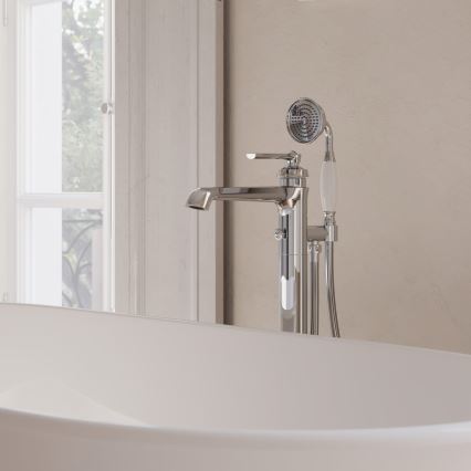 OMNIRES AM5233CR - Conjunto de banheira independente com torneira ARMANCE cromo brilhante