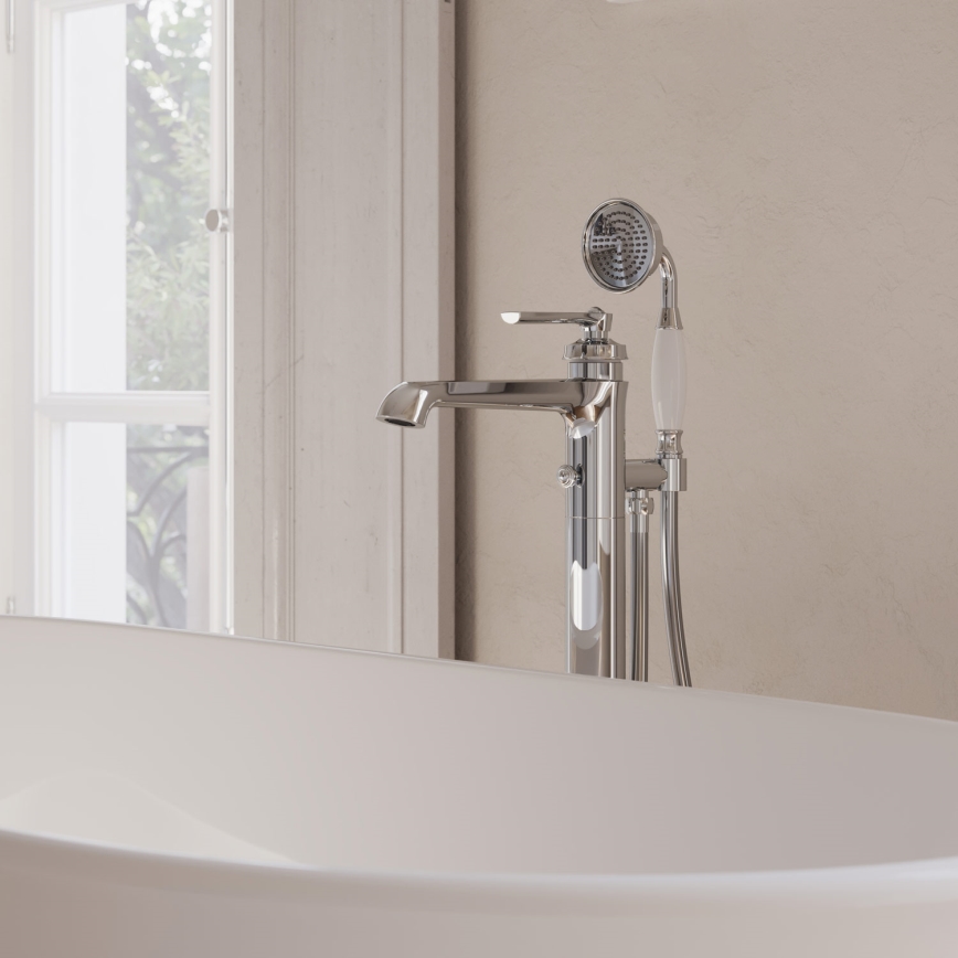 OMNIRES AM5233CR - Conjunto de banheira independente com torneira ARMANCE cromo brilhante