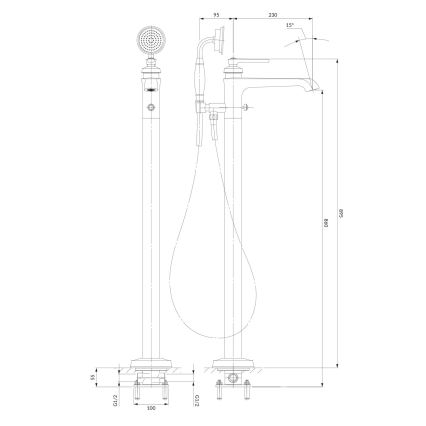 OMNIRES AM5233CR - Conjunto de banheira independente com torneira ARMANCE cromo brilhante