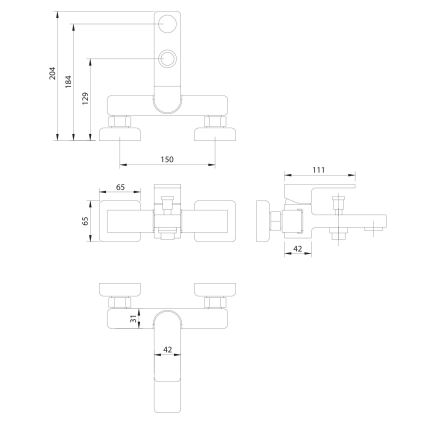 OMNIRES BA7830BL - Misturador de banheira BARETTI preto fosco