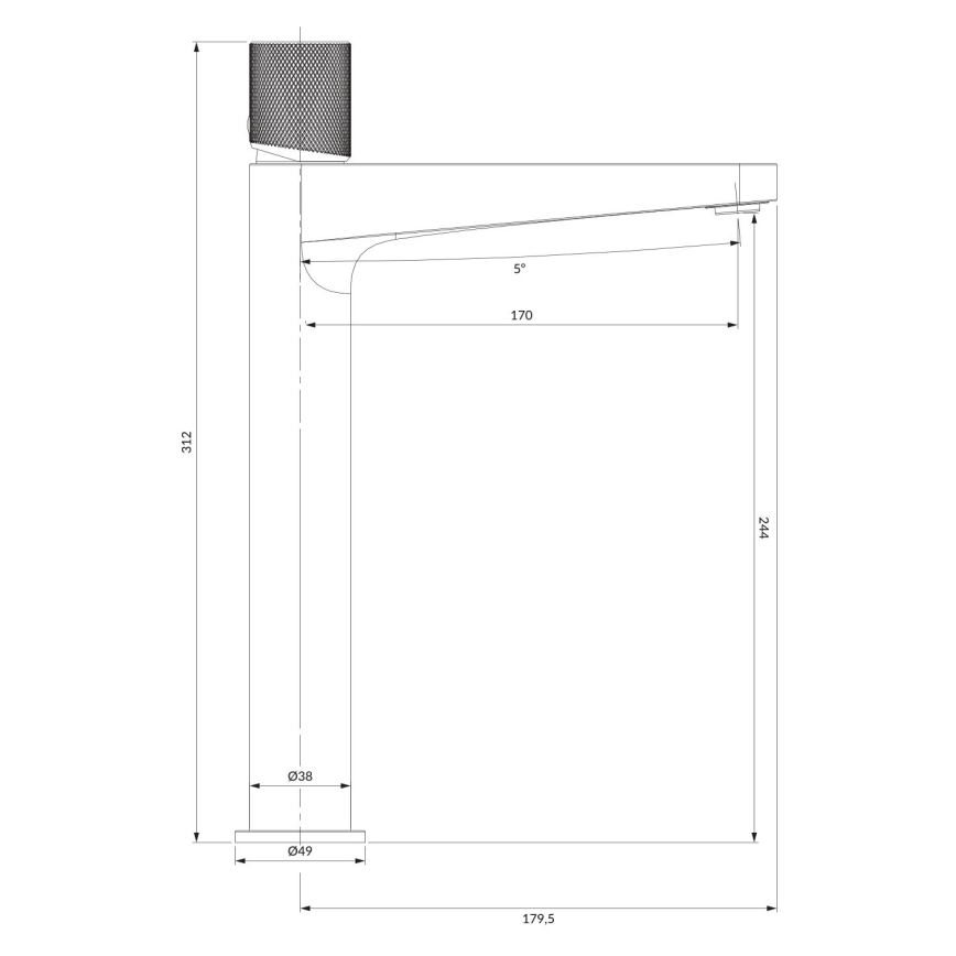 OMNIRES CT8012AT - Misturadora de lavatório CONTOUR 31,2 cm antracite escovado