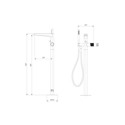 OMNIRES CT8033CR - Conjunto de banheira independente com torneira CONTOUR cromo brilhante
